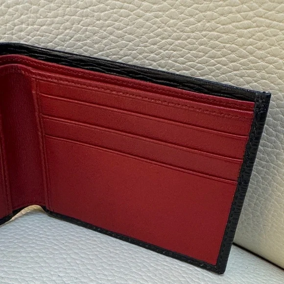 Salvatore Ferragamo Revival Bi-fold Black Textured Wallet